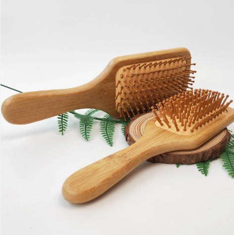 Square wooden hair brush