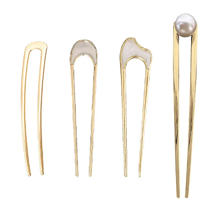 Handmade metal hair stick pearl