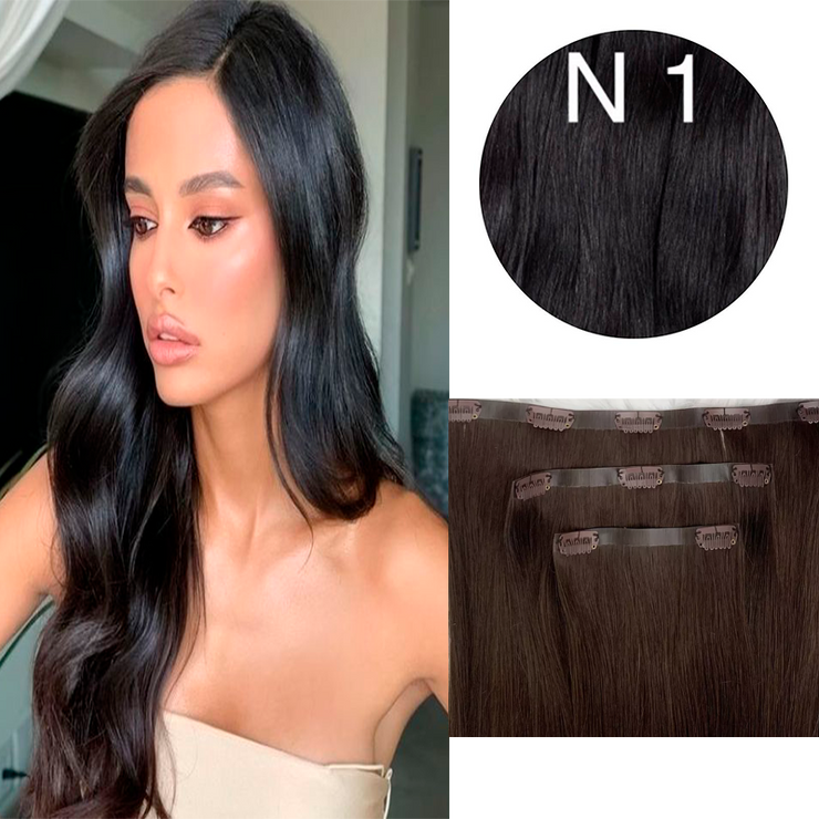Clips Flat Weft color Black and Dark Brown