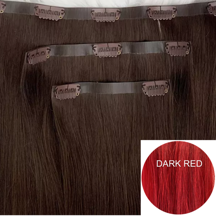 Clips Flat Weft color Dark Red Luxury line