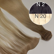 Hair Wefts Hand tied / Bundles Color _2/20 GVA hair_One donor line.