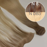 Hair Wefts Hand tied / Bundles Color _8/DB3 GVA hair_One donor line.
