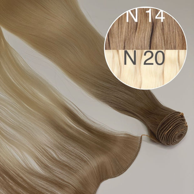 Hair Wefts Hand tied / Bundles Color _14/20 GVA hair_One donor line.