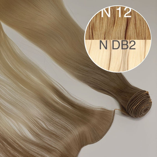 Hair Wefts Hand tied / Bundles Color _12/DB2 GVA hair_One donor line.