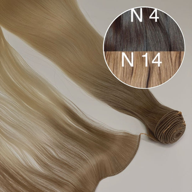 Hair Wefts Hand tied / Bundles Color _4/14 GVA hair_One donor line.