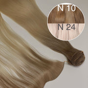 Hair Wefts Hand tied / Bundles Color _10/24 GVA hair_One donor line.