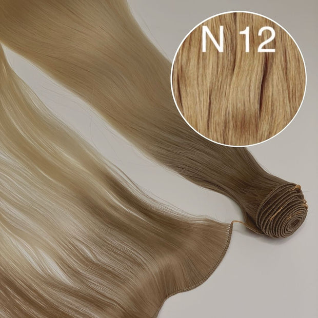 Hair Wefts Hand tied / Bundles Color 12 GVA hair_One donor line.