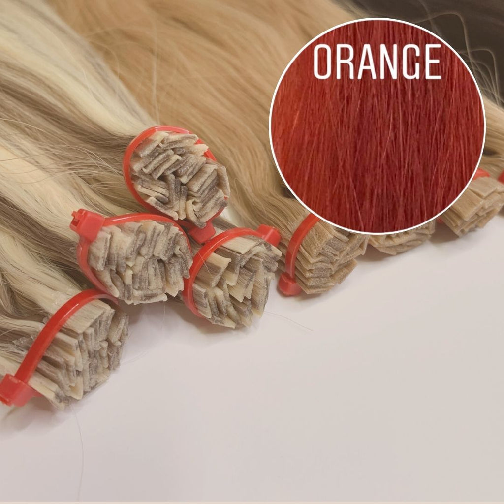 Hot Fusion, Flat Tip Color ORANGE GVA hair_One donor line.
