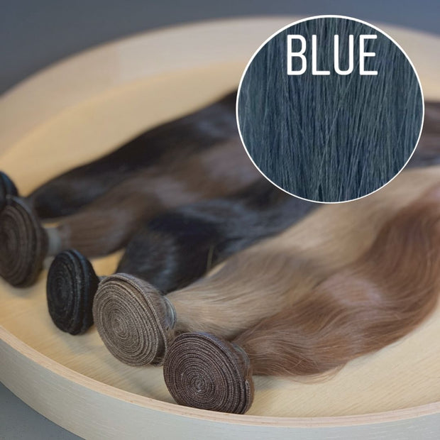 Machine Wefts / Bundles Color BLUE GVA hair_One donor line.