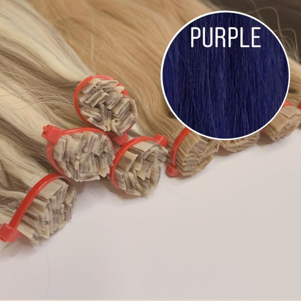 Hot Fusion, Flat Tip Color PURPLE GVA hair_One donor line.