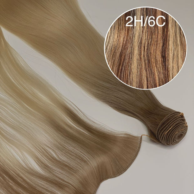 Hair Wefts Hand tied / Bundles Color _2H/6C GVA hair_Luxury line.