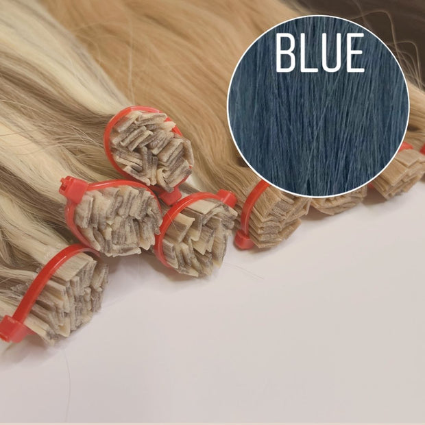 Hot Fusion, Flat Tip Color BLUE GVA hair_One donor line.