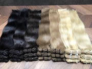 Machine Wefts / Bundles Color GREEN GVA hair_One donor line.